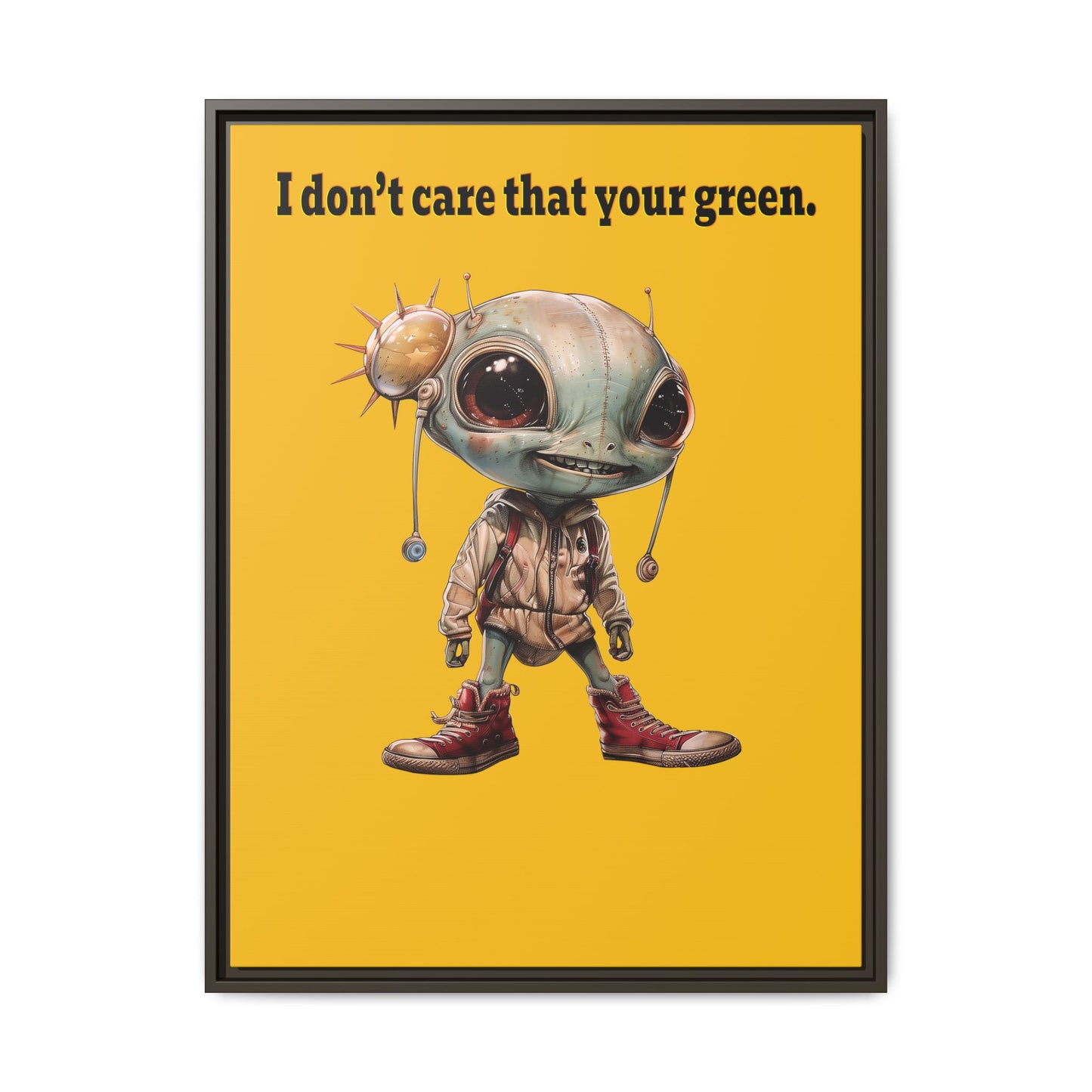 I don't care that your green - framed canvas art (yellow)
