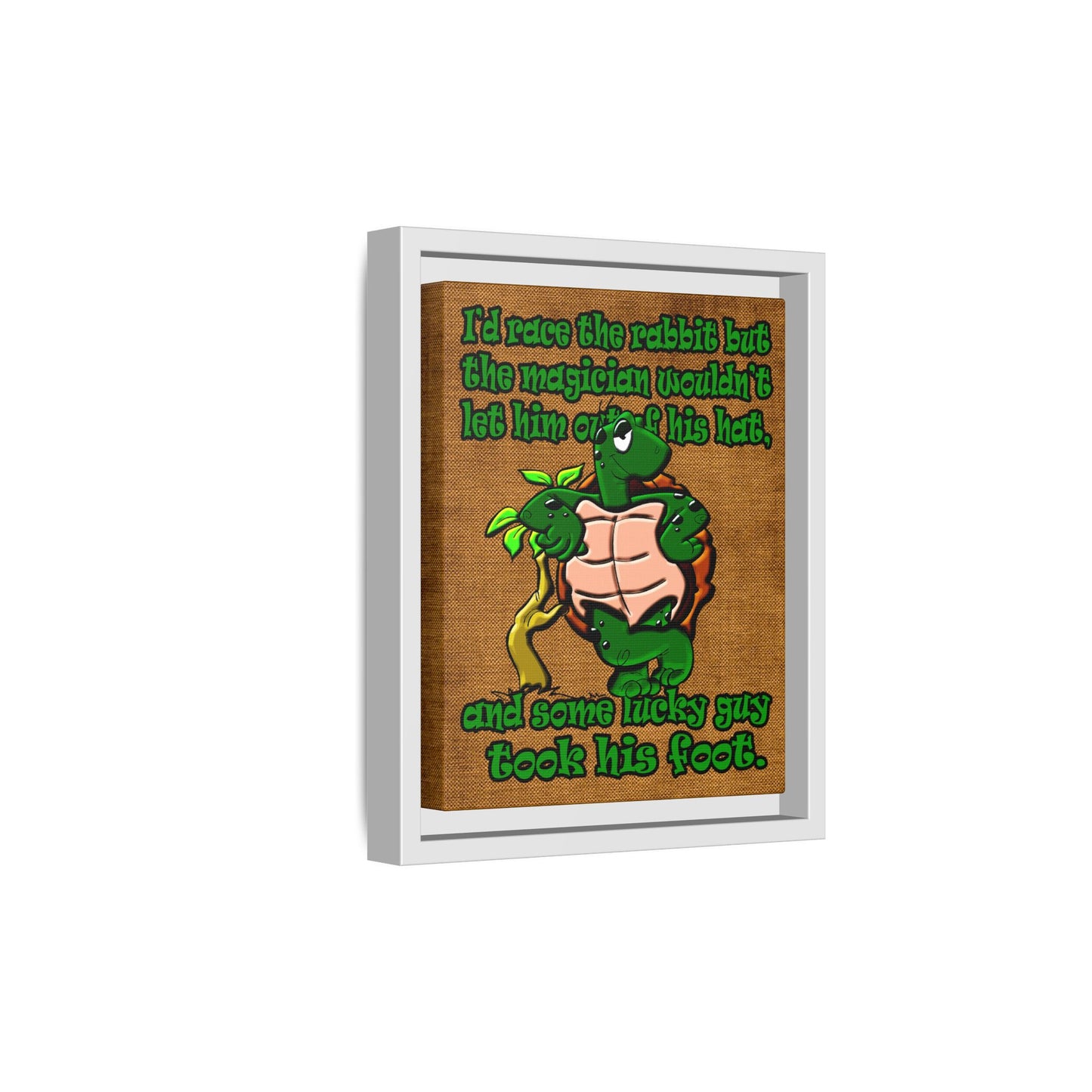turtle race - framed canvas art (brown papyrus)