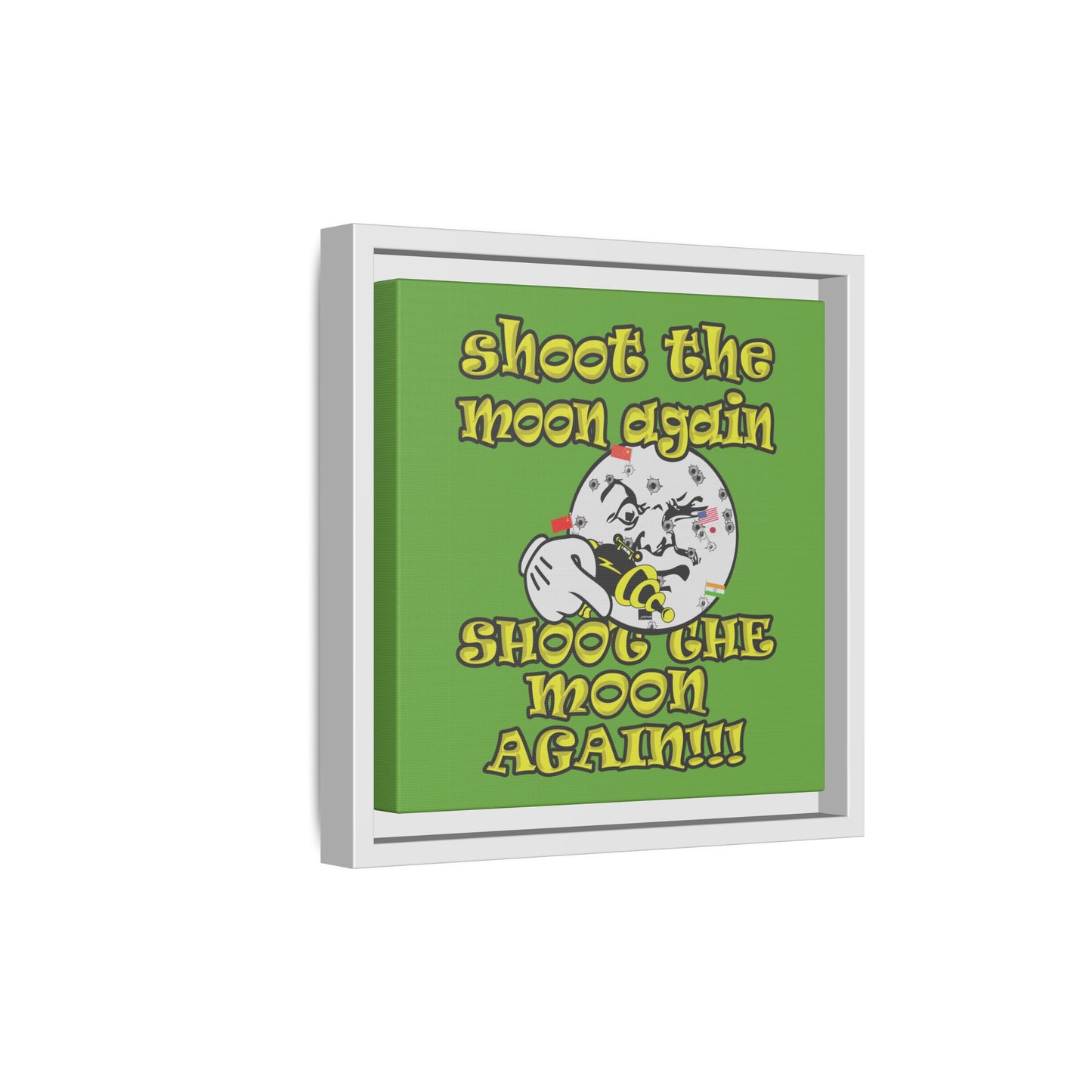 shoot the moon again - framed canvas art (green)