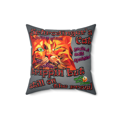 schrodinger's cat - Faux Suede Square Pillow - (grey-light grey)