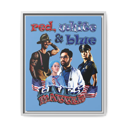 rw&b lives matter - framed canvas art (light blue)