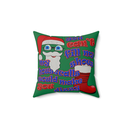 santa's shoes - Faux Suede Square Pillow - (dark green)