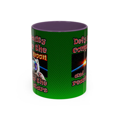 defy conquer reach - Accent Mug (logo green)