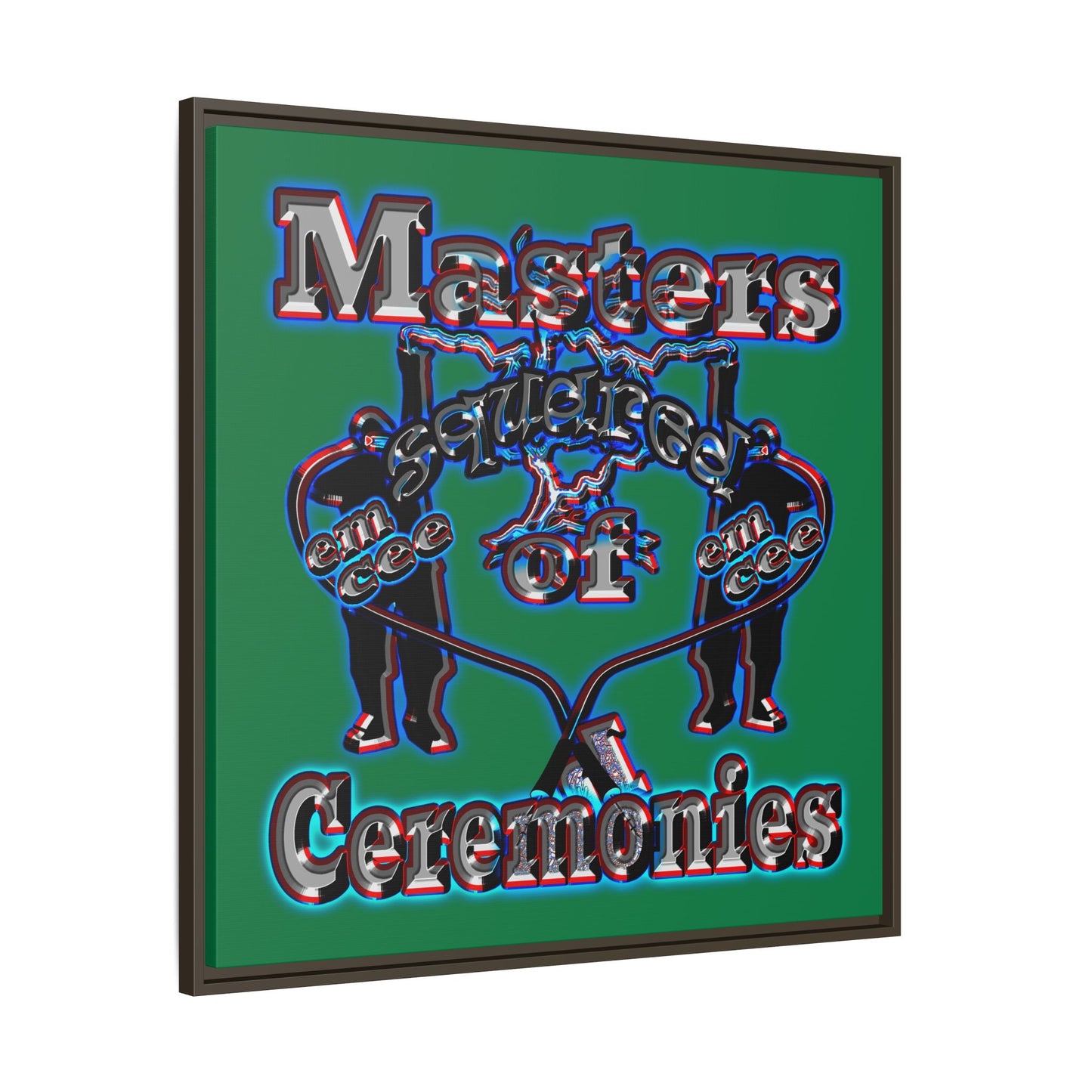 em cee squared - framed canvas art (dark green)