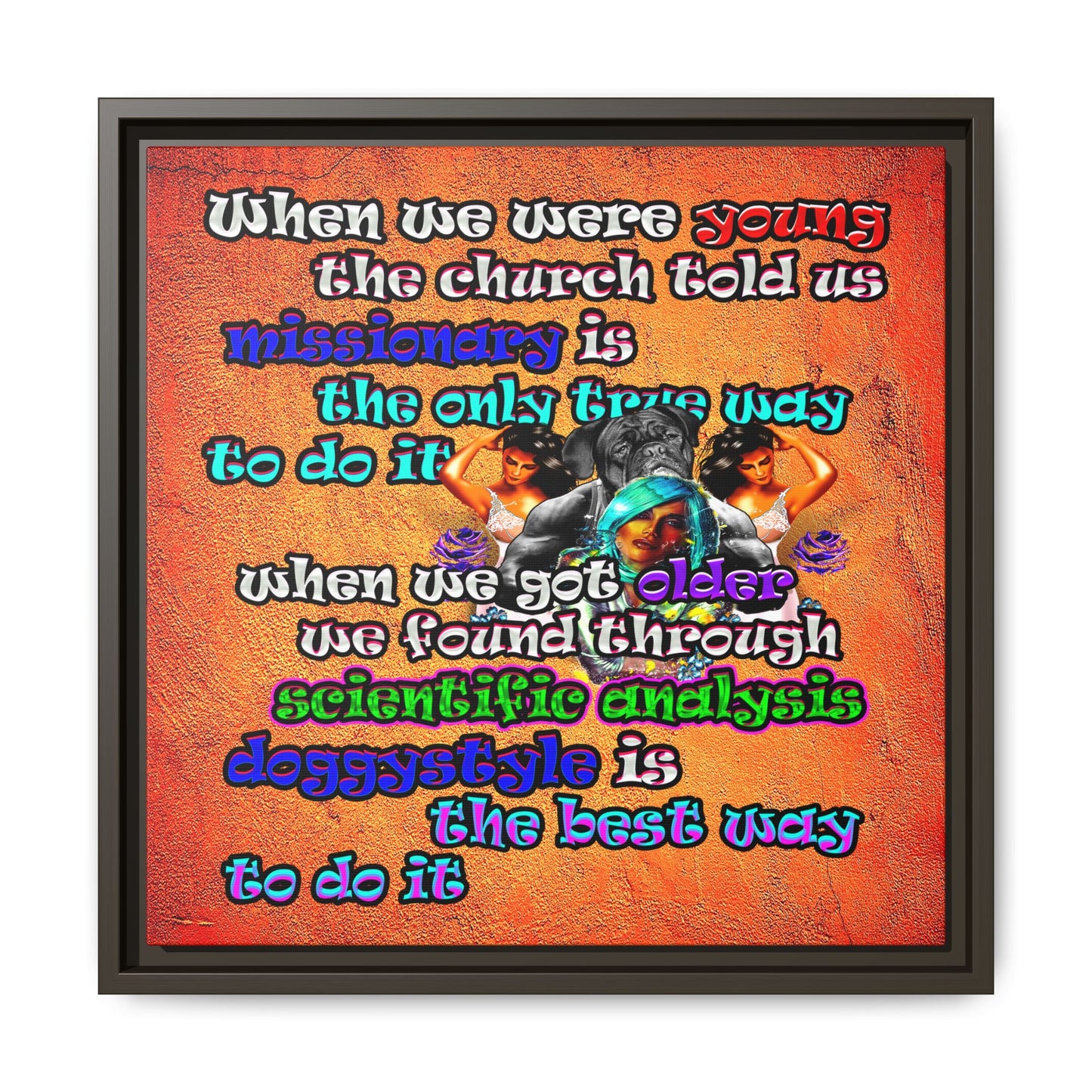 doggystyle - framed canvas art (burnt orange)