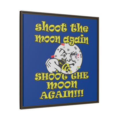 shoot the moon again - framed canvas art (dark blue)