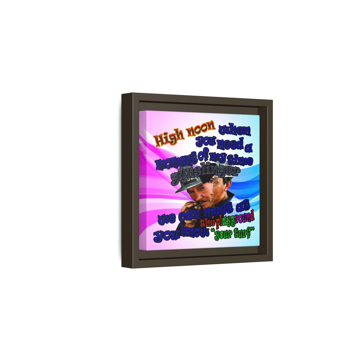 high noon - framed canvas art (light blue-pink wave)