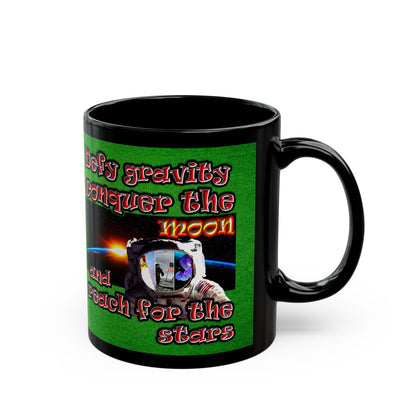 defy conquer reach - Black Mug (green turf)