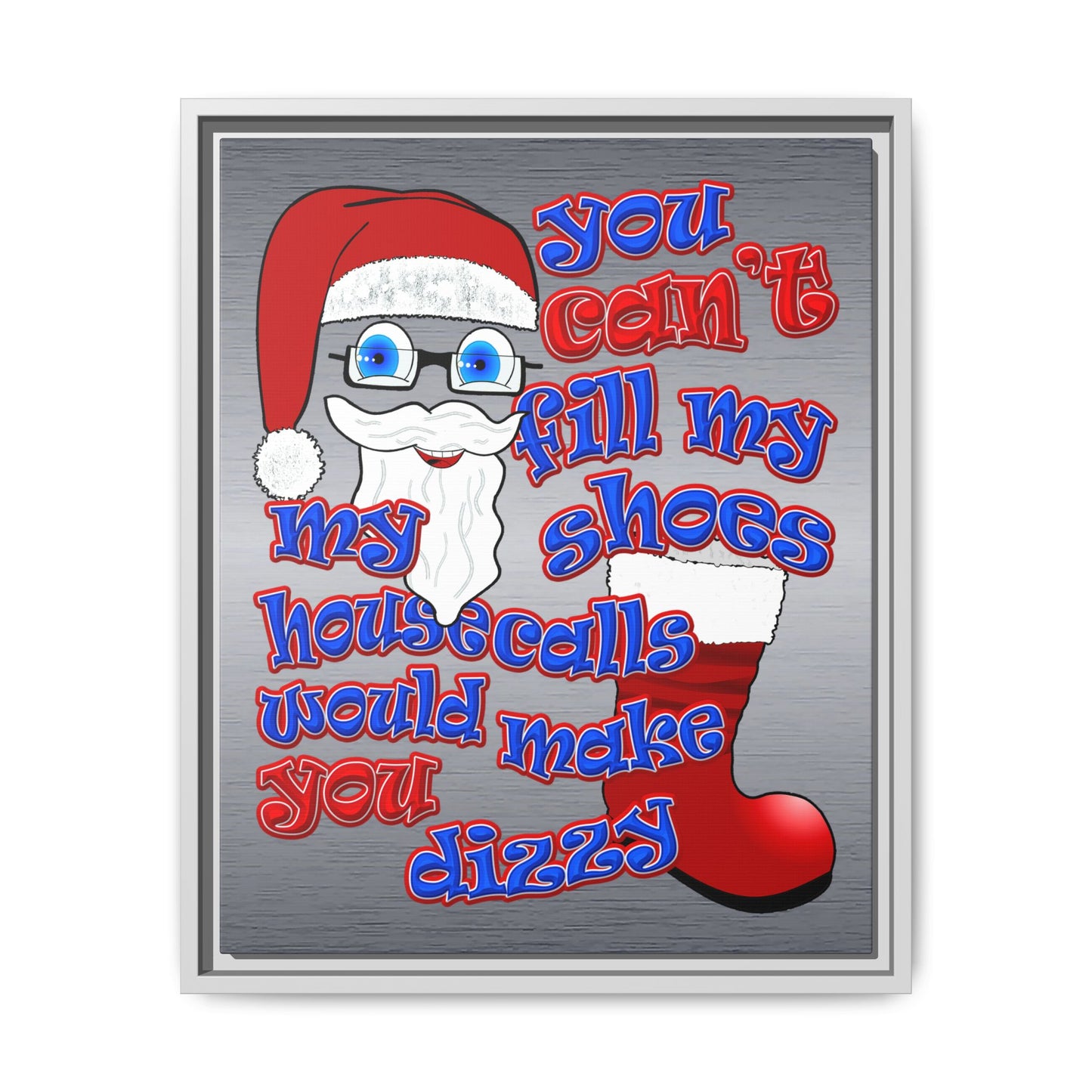 santa's shoes - framed canvas art (brushed nickel)