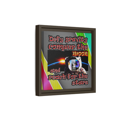 defy conquer reach - framed canvas art (rainbow split)