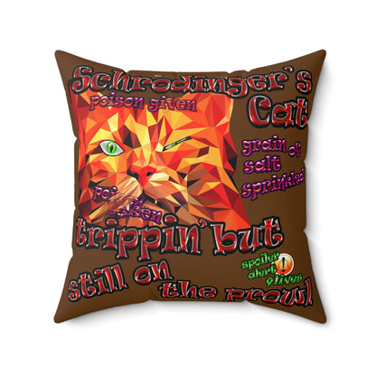 schrodinger's cat - Spun Polyester Square Pillow - (brown)