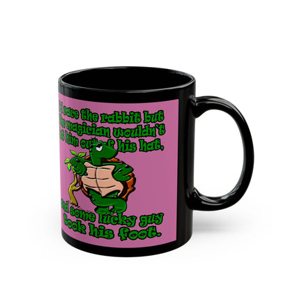 turtle race - Black Mug (light pink)