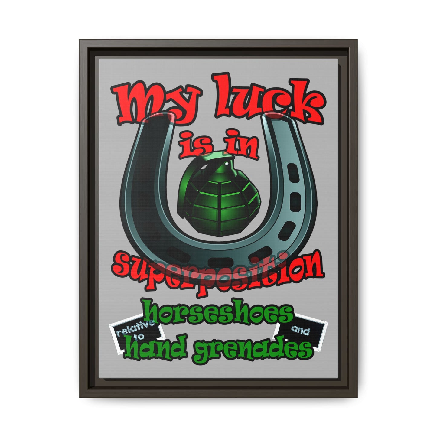 my luck - framed canvas art (light grey)