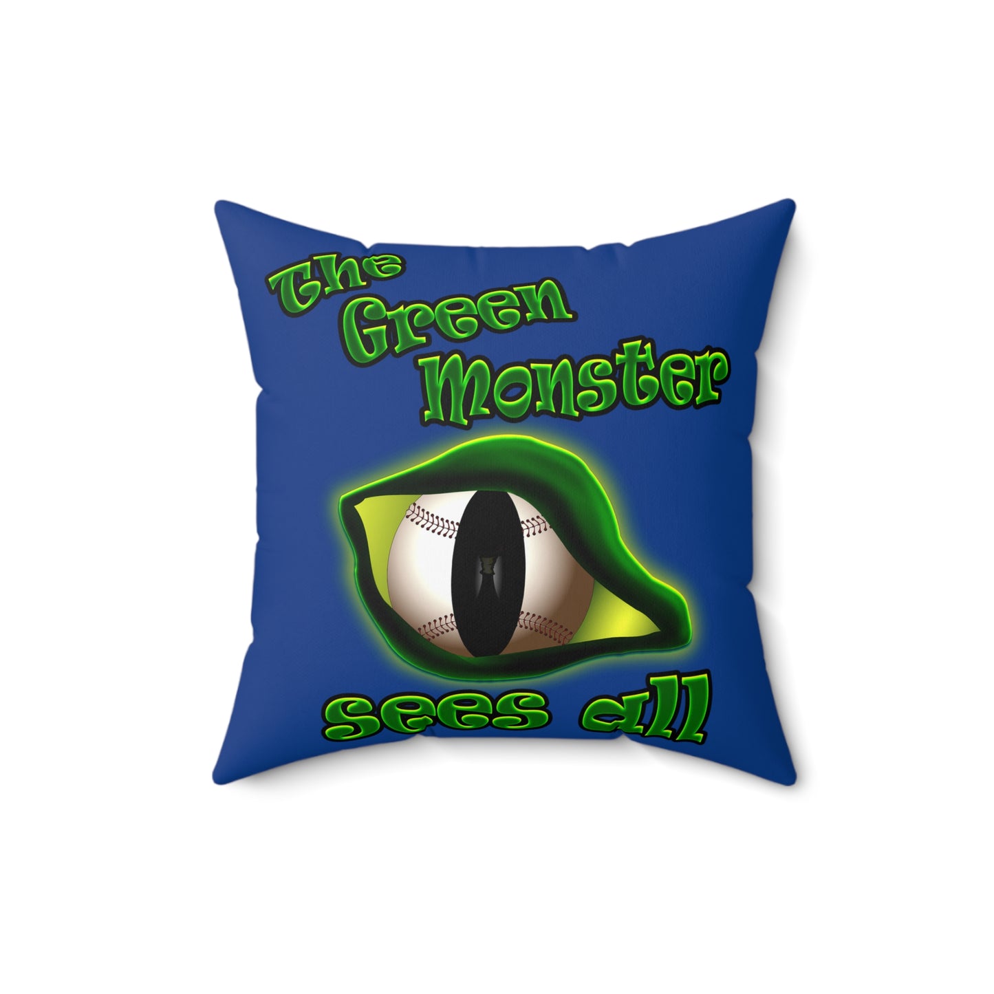 green monster - Spun Polyester Square Pillow - (dark blue)