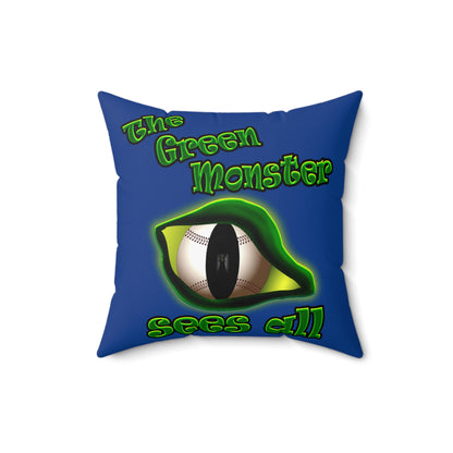 green monster - Spun Polyester Square Pillow - (dark blue)