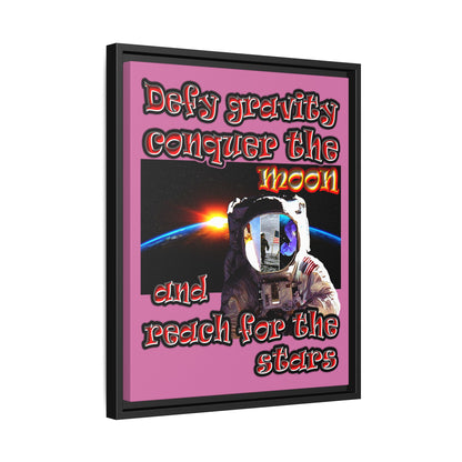 defy conquer reach - framed canvas art (light pink)