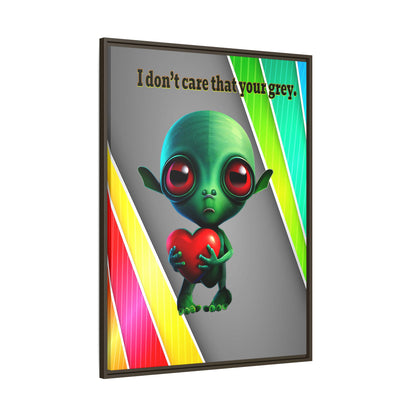 I don't care that your grey - framed canvas art (rainbow split)