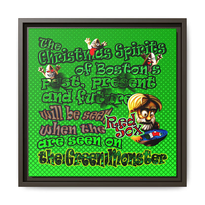 christmas spirits of boston - framed canvas art (logo green)