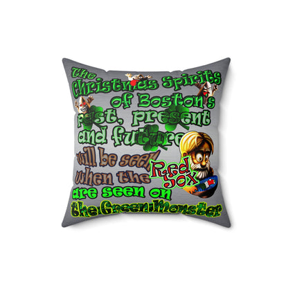 christmas spirits of boston - Faux Suede Square Pillow - (brushed nickel)
