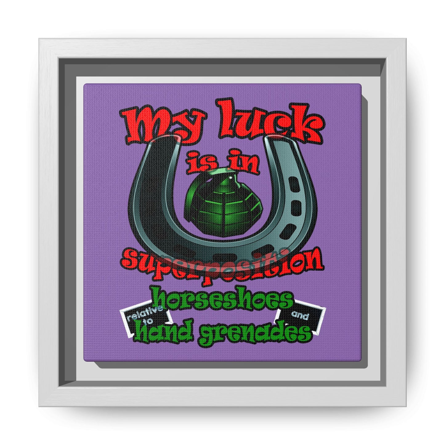 my luck - framed canvas art (light purple)