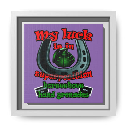 my luck - framed canvas art (light purple)