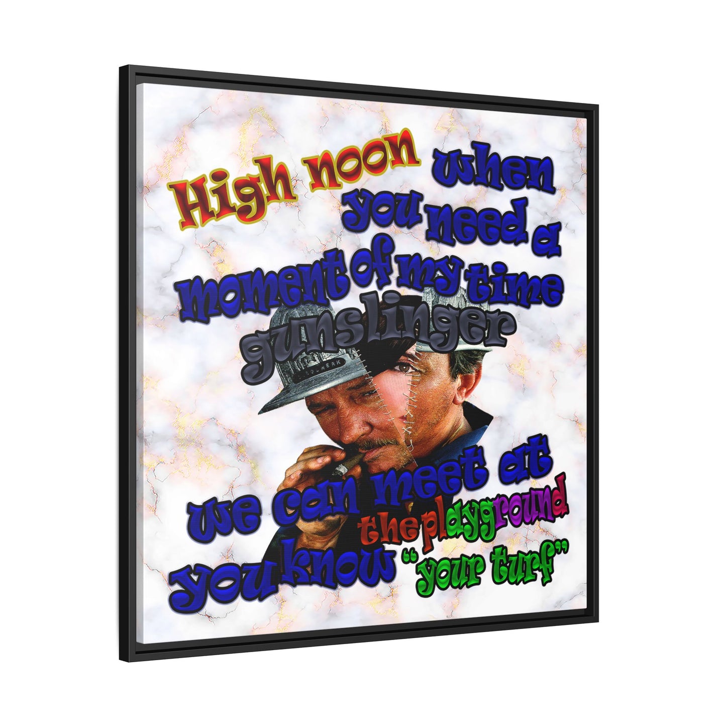 high noon - framed canvas art (white marble)