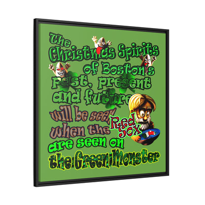 christmas spirits of boston - framed canvas art (green)