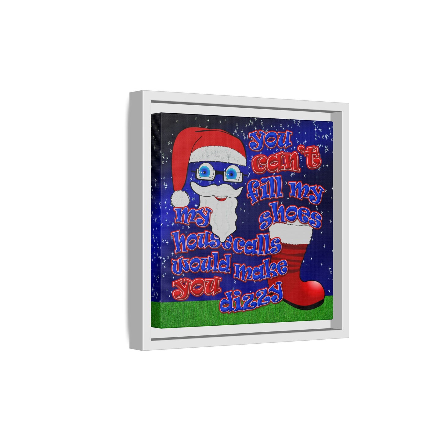 santa's shoes - framed canvas art ('snoops' background)