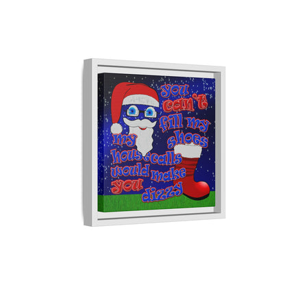 santa's shoes - framed canvas art ('snoops' background)