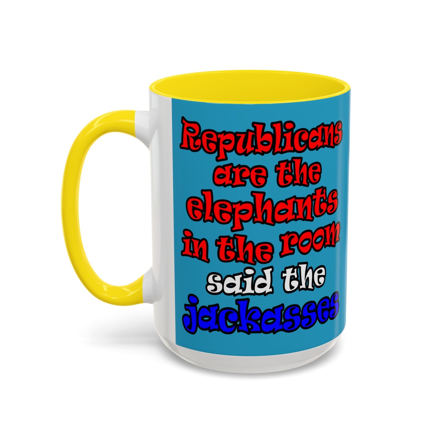 donkeys and elephants - Accent Mug (turquoise)