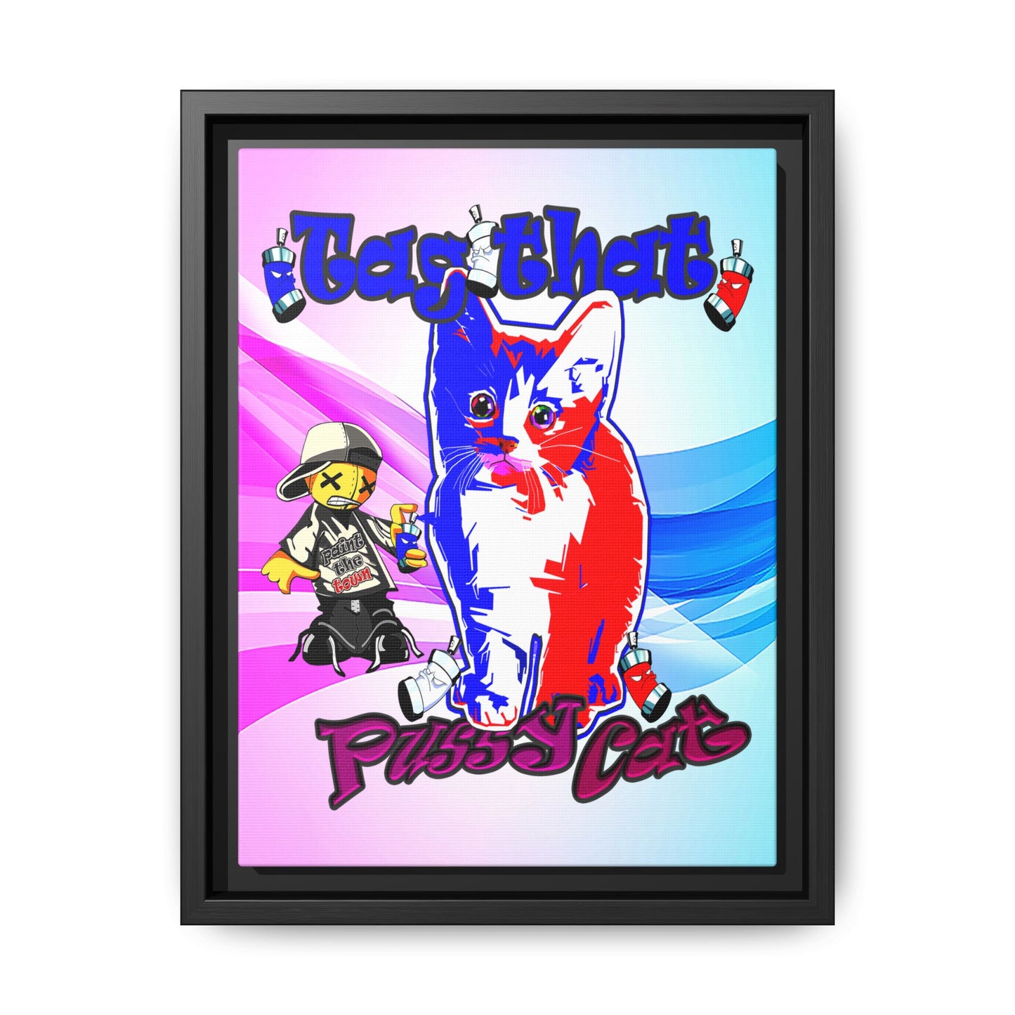 tag that - framed canvas art (light blue-pink wave)