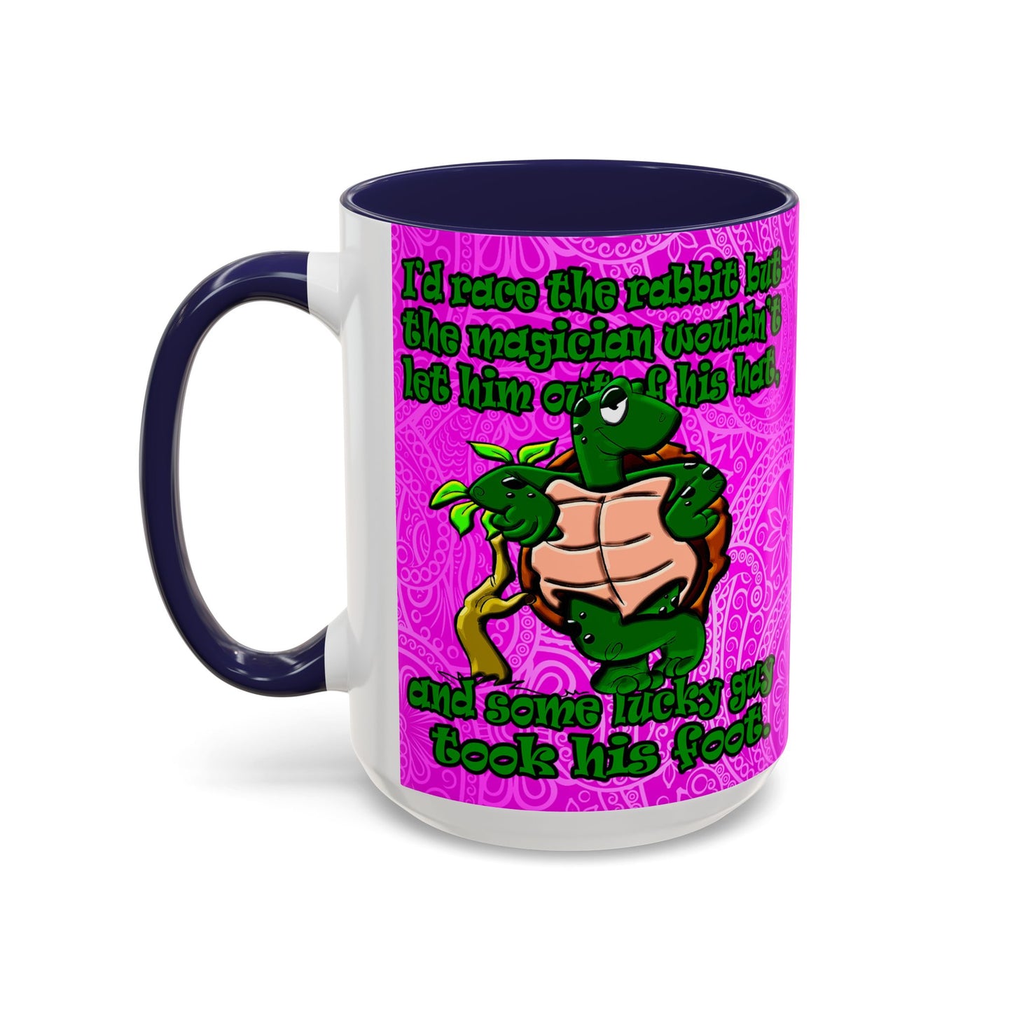 turtle race - Accent Mug (pink swirl)