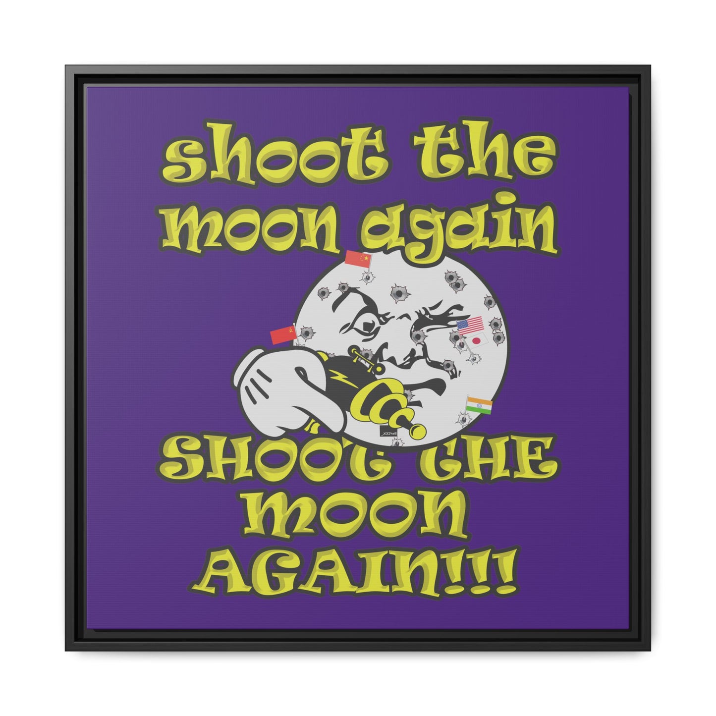 shoot the moon again - framed canvas art (purple)