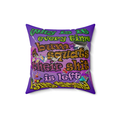 the bum's shit - Faux Suede Square Pillow - (purple-pink wave)