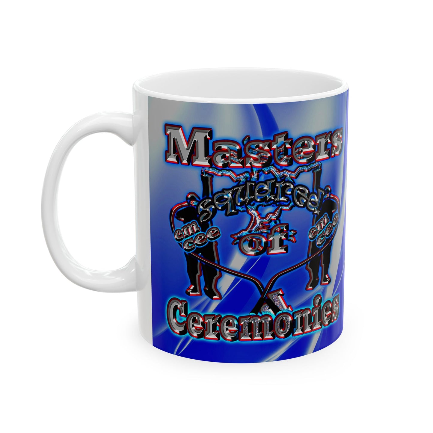 em cee squared - White Mug (blue-white wave)