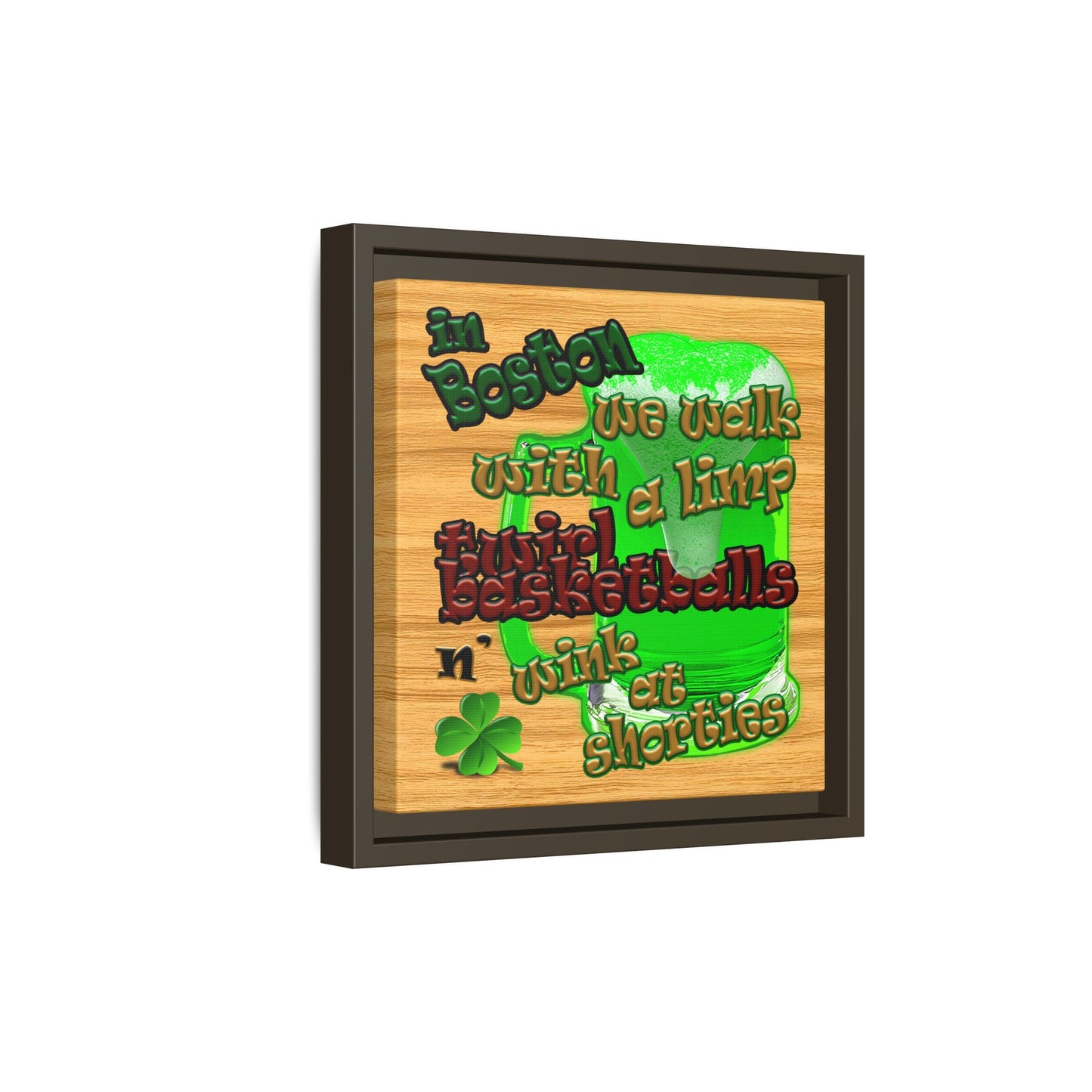 celtics logo - framed canvas art (butterscotch wood finish)