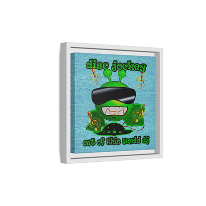 disc jockey - framed canvas art (faded blue)