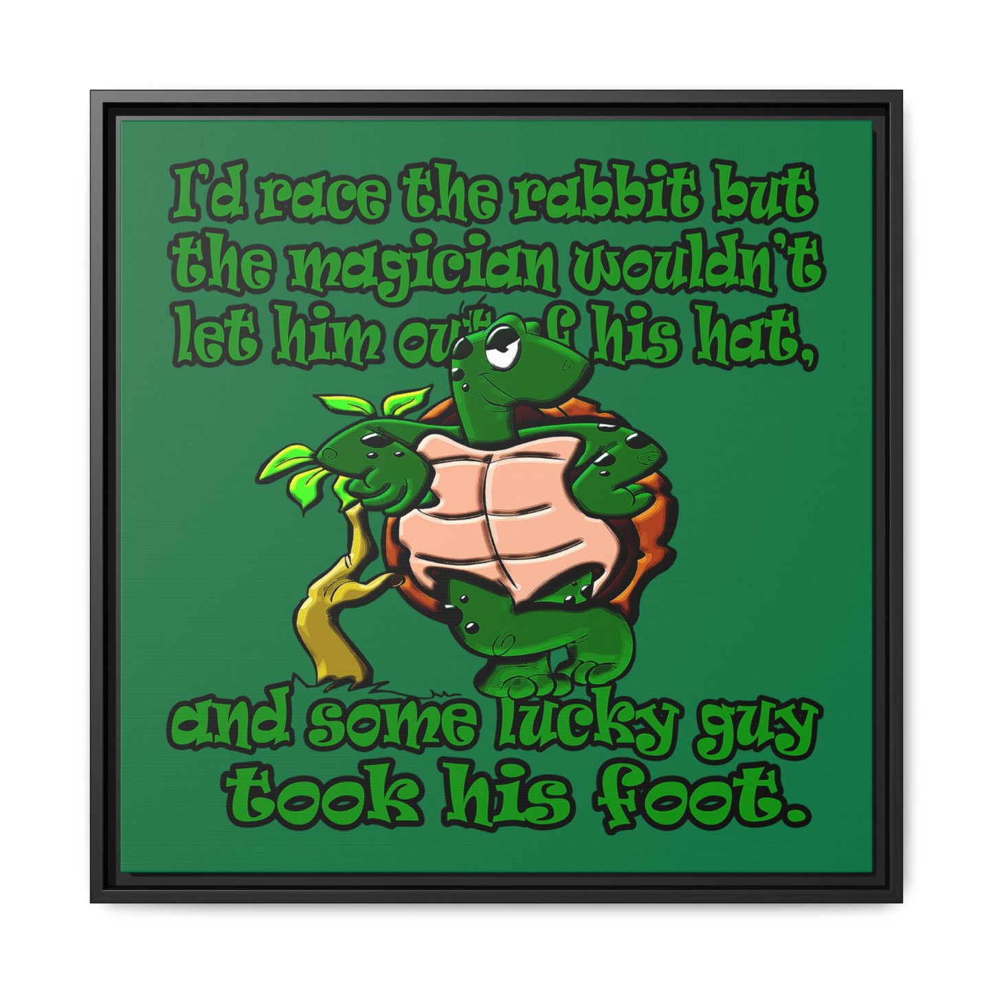 turtle race - framed canvas art (dark green)