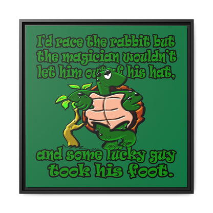 turtle race - framed canvas art (dark green)