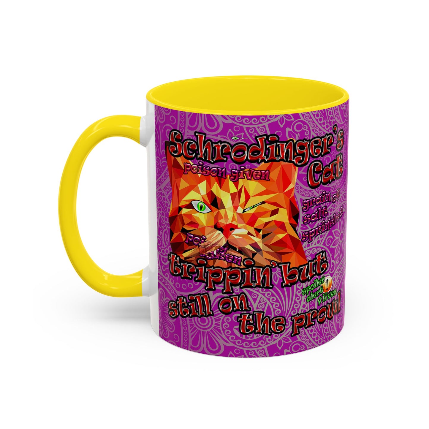 schrodinger's cat - Accent Mug (pink swirl)
