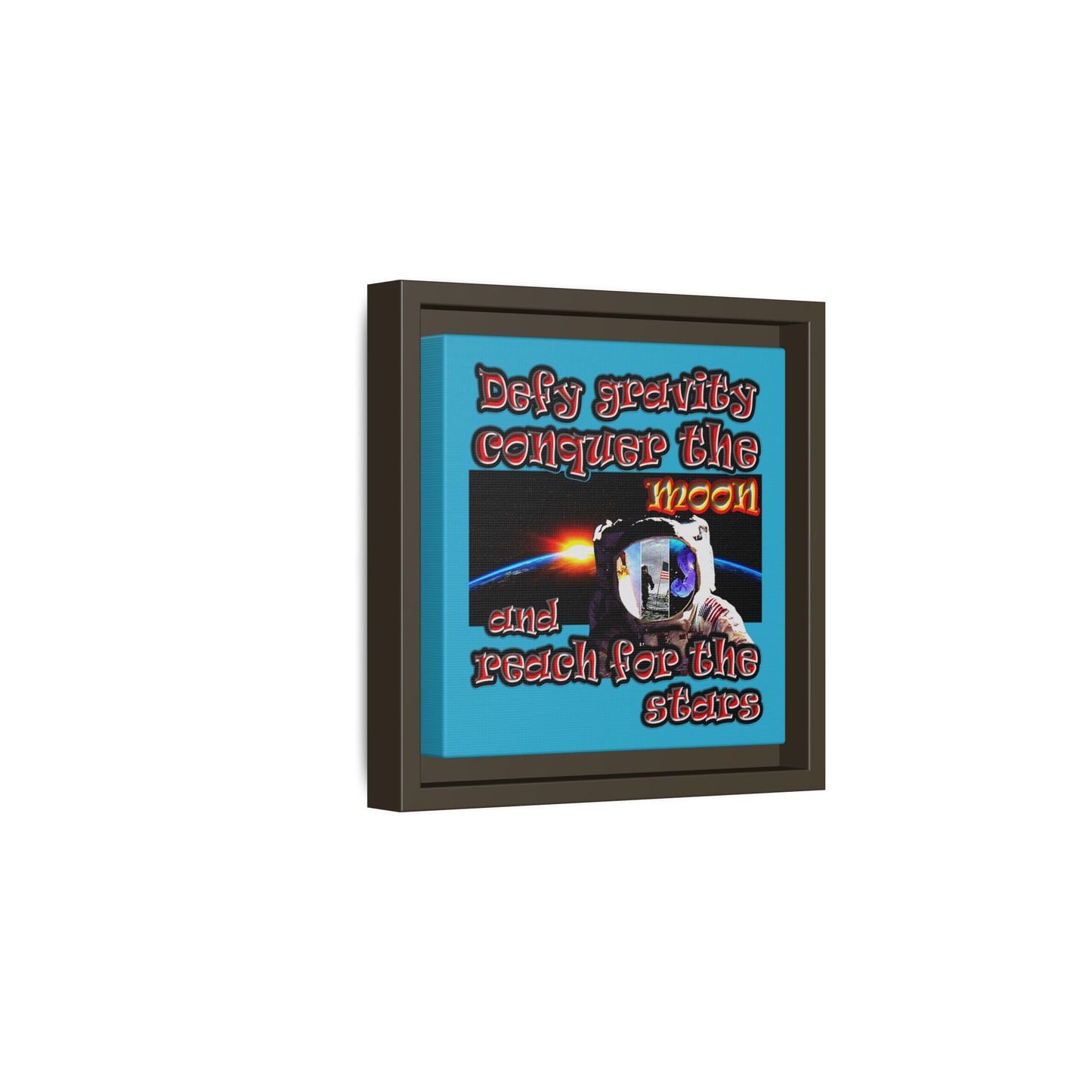 defy conquer reach - framed canvas art (turquoise)
