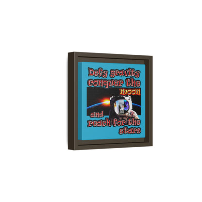 defy conquer reach - framed canvas art (turquoise)