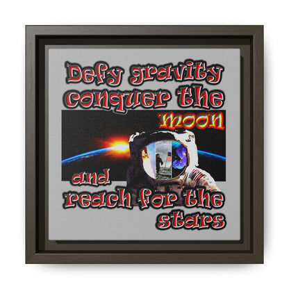 defy conquer reach - framed canvas art (light grey)