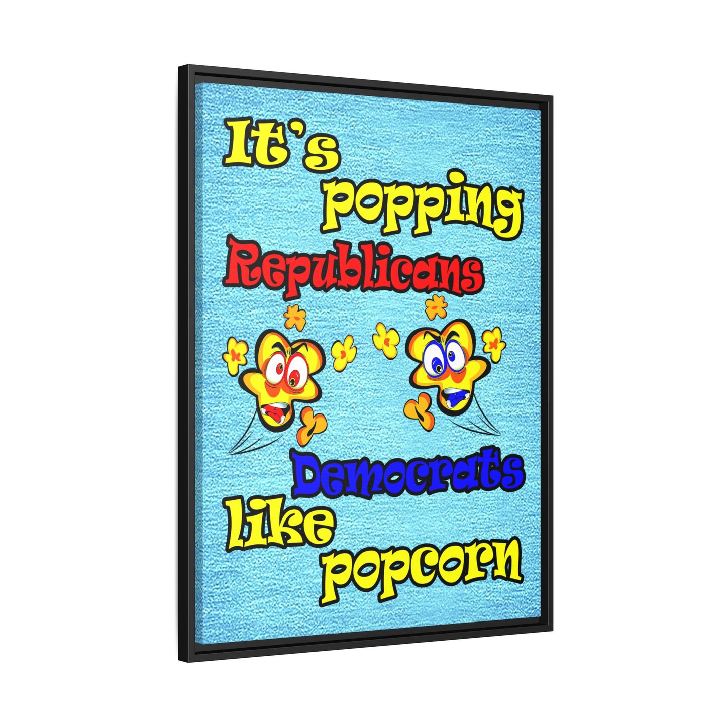 popping like popcorn - framed canvas art (faded dark blue)