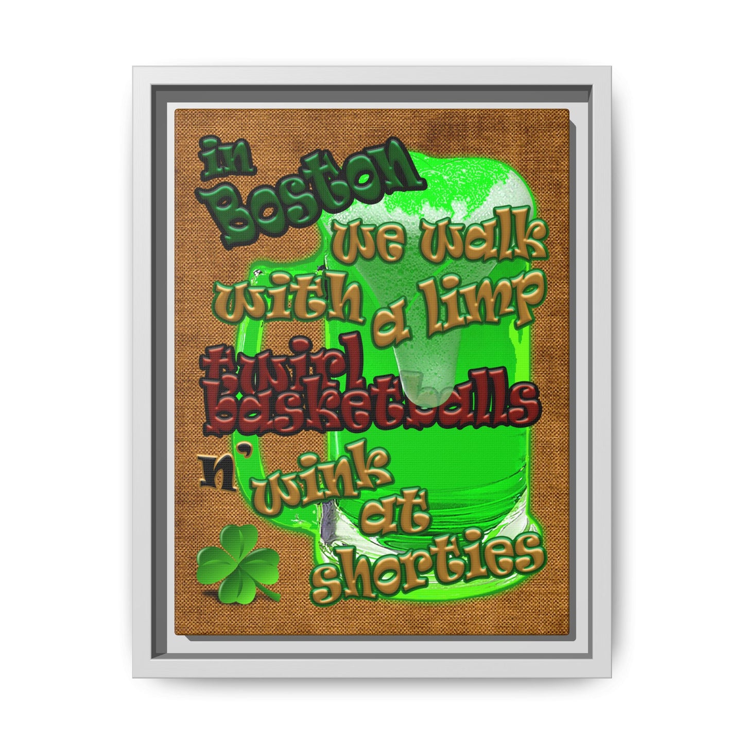 celtics logo - framed canvas art (brown papyrus)