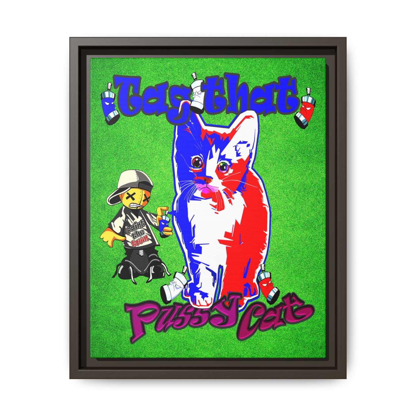 tag that - framed canvas art (green turf)