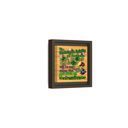 christmas spirits of boston - framed canvas art (butterscotch wood finish)
