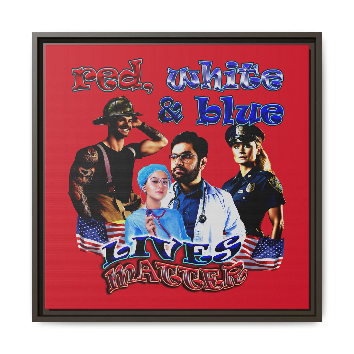 rw&b lives matter - framed canvas art (dark red)