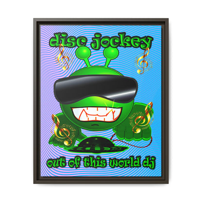 disc jockey - framed canvas art (light blue-purple wave)