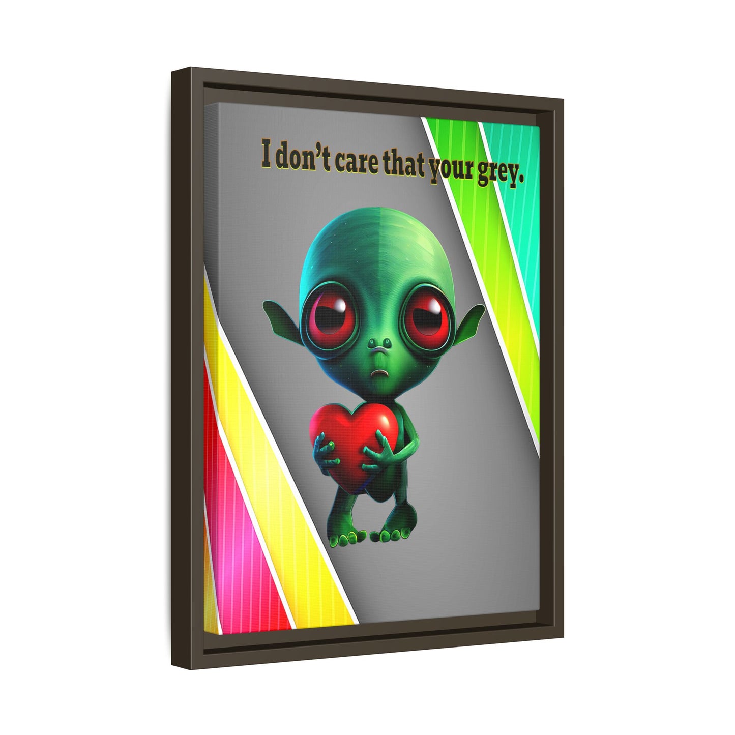I don't care that your grey - framed canvas art (rainbow split)